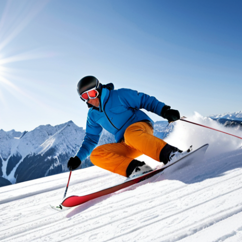 Home 15 **Image Prompt:** A dynamic action shot of a ski instructor demonstrating carving techniques on a sunny slope in the Polish Tatra Mountains. The instructor is wearing professional ski gear, and the focus is on the crisp snow and the instructor's skillful execution of the turn. In the background, a picturesque mountain landscape.