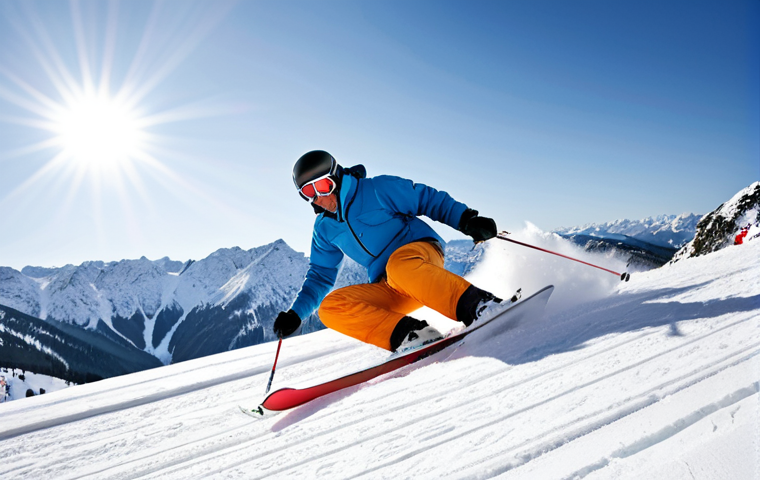 **Image Prompt:** A dynamic action shot of a ski instructor demonstrating carving techniques on a sunny slope in the Polish Tatra Mountains. The instructor is wearing professional ski gear, and the focus is on the crisp snow and the instructor's skillful execution of the turn. In the background, a picturesque mountain landscape.